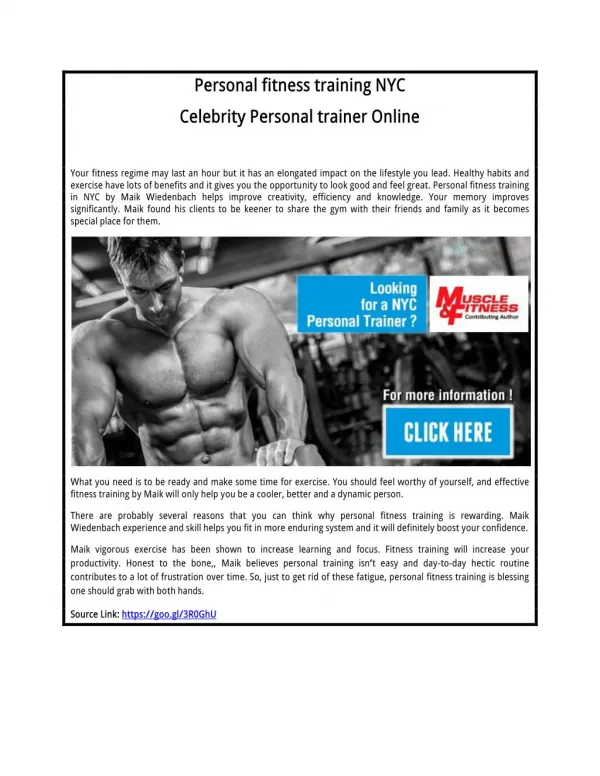 Celebrity Personal trainer Online