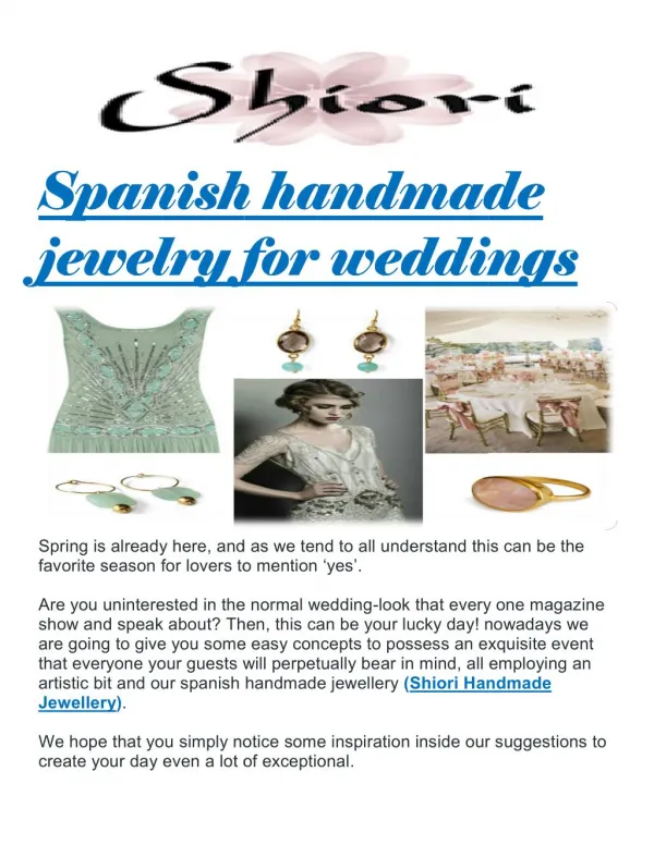 Spanish handmade jewelry for weddings