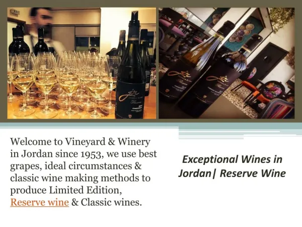 Exceptional Wines in Jordan| Reserve Wine