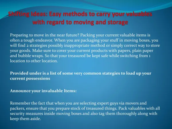 Shifting Ideas: Easy methods to carry your valuables with regard to moving and storage