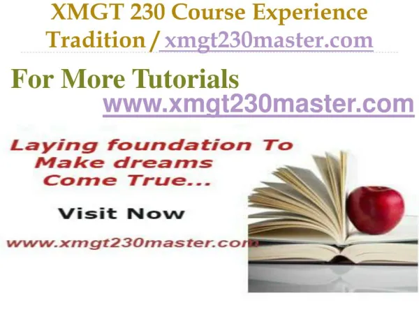 XMGT 230 Course Experience Tradition / xmgt230master.com