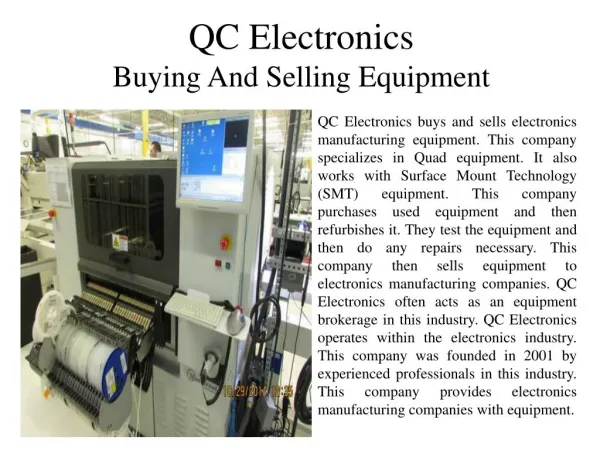 QC Electronics - Buying and Selling Equipment