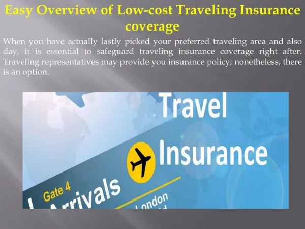 Easy Overview of Low-cost Traveling Insurance coverage