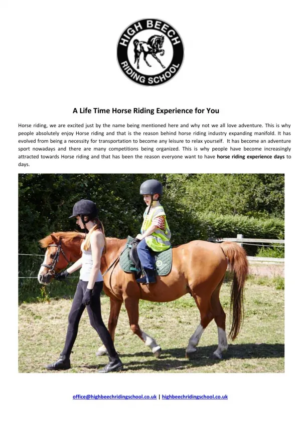 A Life Time Horse Riding Experience for You