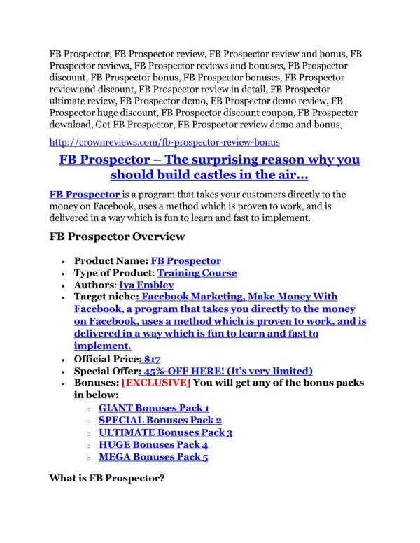 FB Prospector Review-(FREE) $32,000 Bonus & Discount