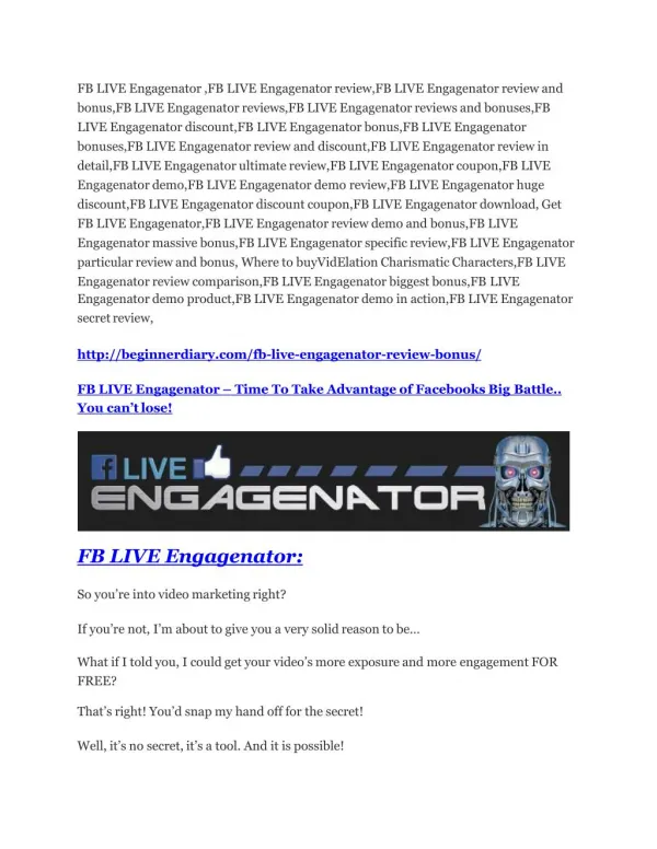 FB LIVE Engagenator review - FB LIVE Engagenator 100 bonus items