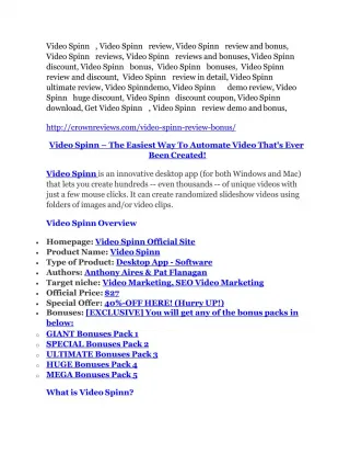 Video Spinn review pro-$15900 bonuses (free) - slide 1