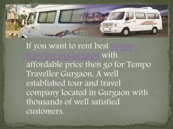 Tempo Traveller Hire Services in Gurgaon