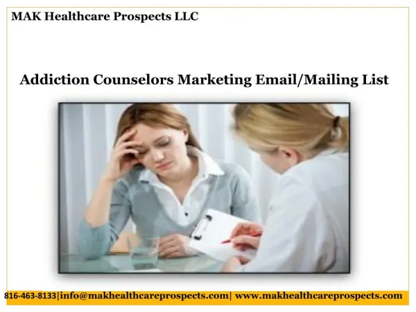 Addiction Counselors Marketing Email/Mailing List