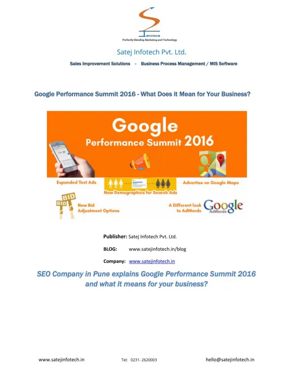 Google Performance summit 2016- What does it mean for your business?