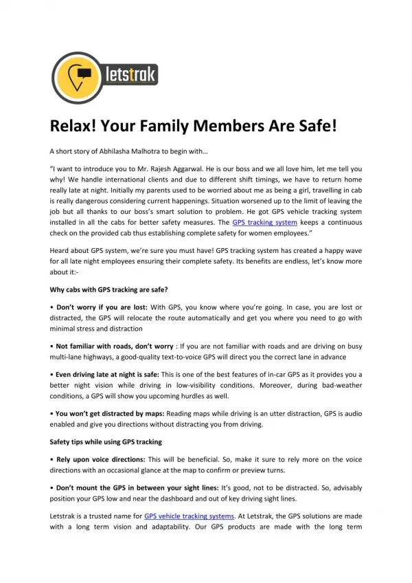 Relax! Your Family Members Are Safe!