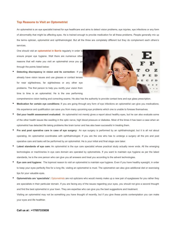Top Reasons to Visit an Optometrist