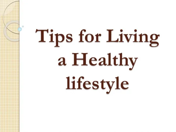 Tips for a Healthy lifestyle
