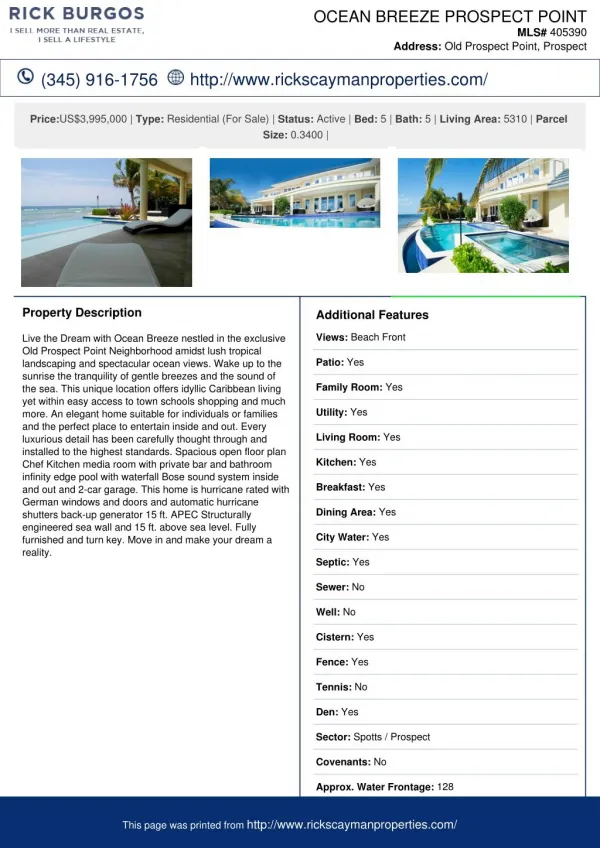 Ocean Breeze Prospect Point Cayman Residential Property For Sale In Grand Cayman