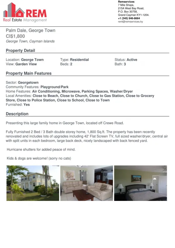 Large family home in Cayman Islands, located off Crewe Road For Rent.