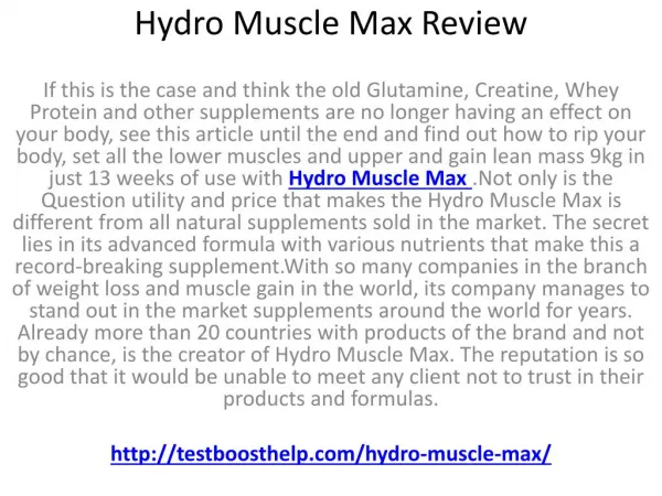 Hydro Muscle Max Review