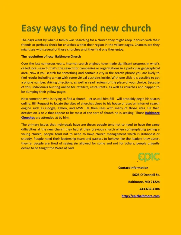 Easy ways to find new church