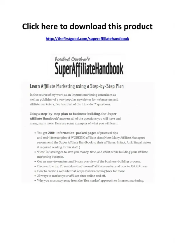 Super Affiliate Handbook Review - Scam or Legit - PDF eBook Download