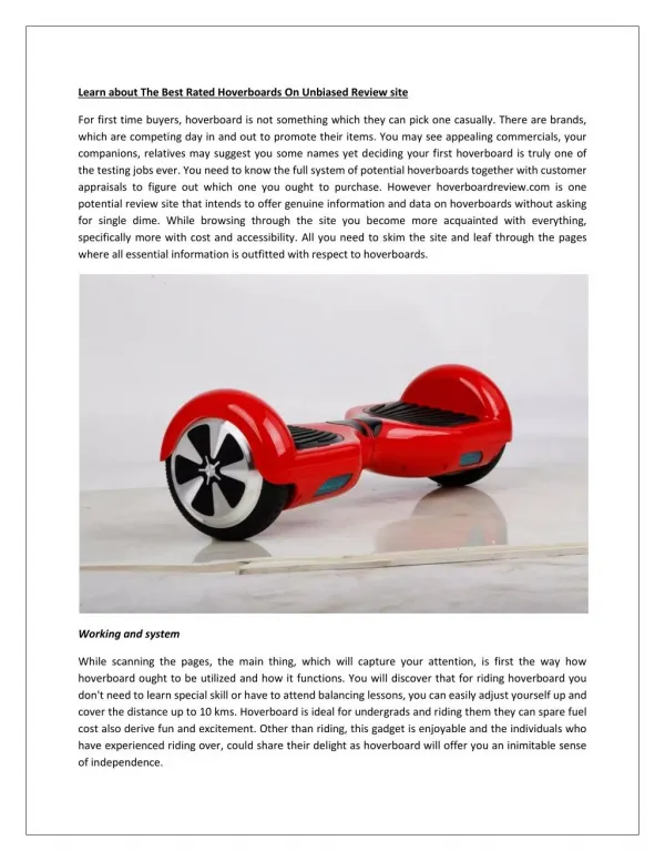 Learn about The Best Rated Hoverboards On Unbiased Review site