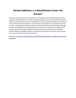 Alcohol Addiction: Is a Rehabilitation Center the Answer? - slide 1