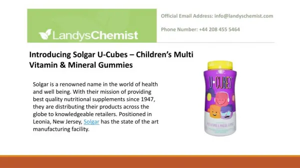 Introducing Solgar U-Cubes – Children’s Multi Vitamin & Mineral Gummies