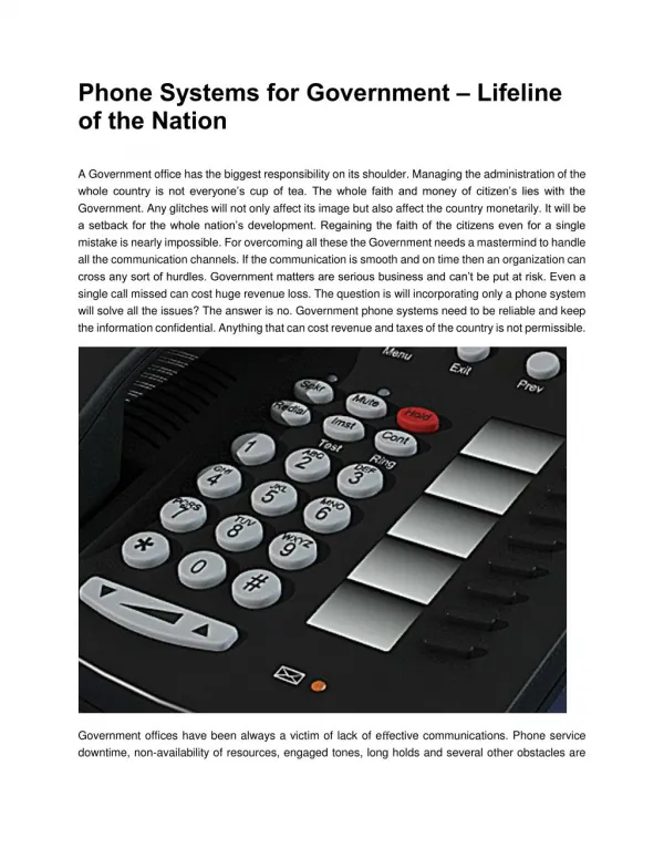 Phone Systems for Government – Lifeline of the Nation