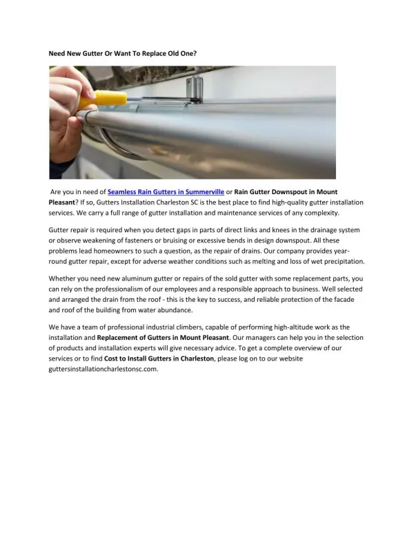 Guttering Cost Charleston