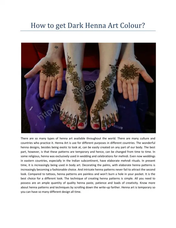 How to get dark henna art colour?