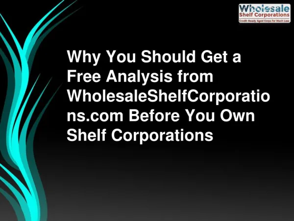 Why You Should Get a Free Analysis from WholesaleShelfCorporations