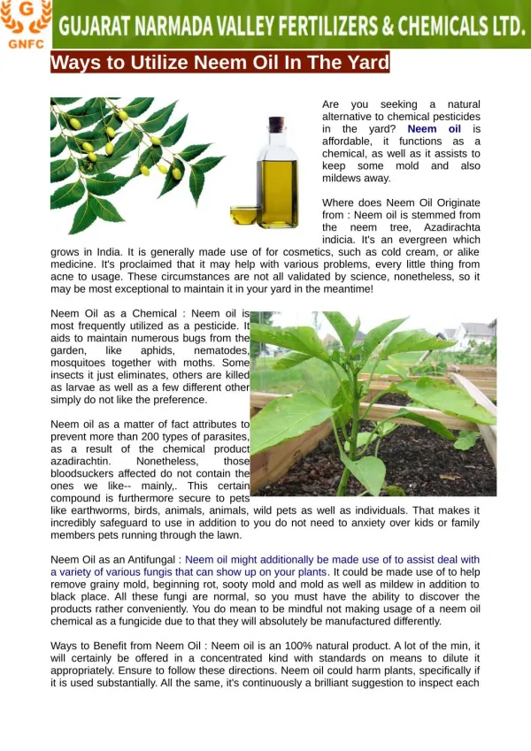 Uses of neem oil in garden for plants saftey