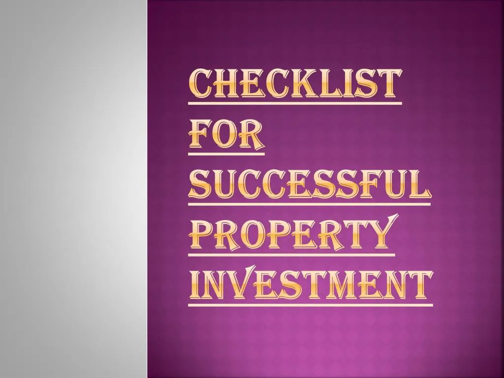 checklist for successful property investment