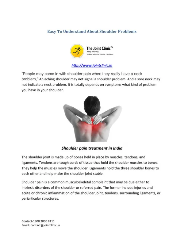 Easy To Understand About Shoulder Problems