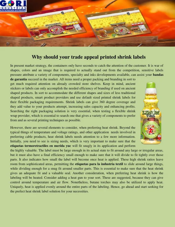Why should your trade appeal printed shrink labels pdf
