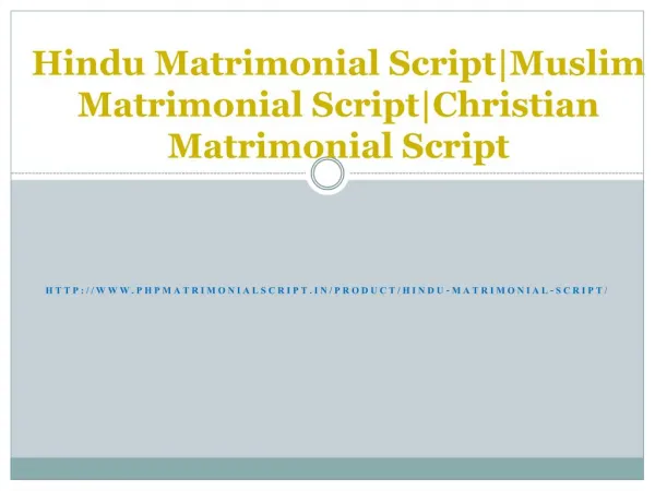 Hindu Matrimonial Script|Muslim Matrimonial Script|Christian Matrimonial Script