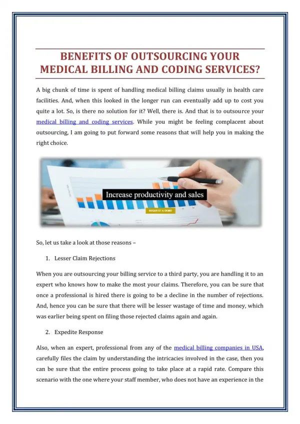 Benefits of Outsourcing your Medical Billing and Coding Services?