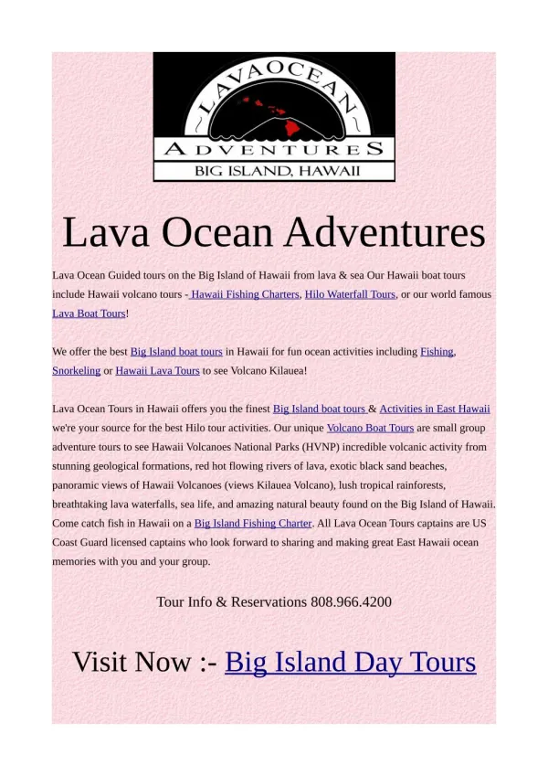 Lava Ocean Tours in Hawaii