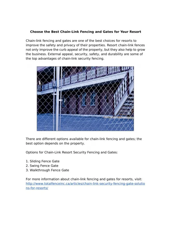 Improve your Resort Security with Chain-Link Fencing and Gates
