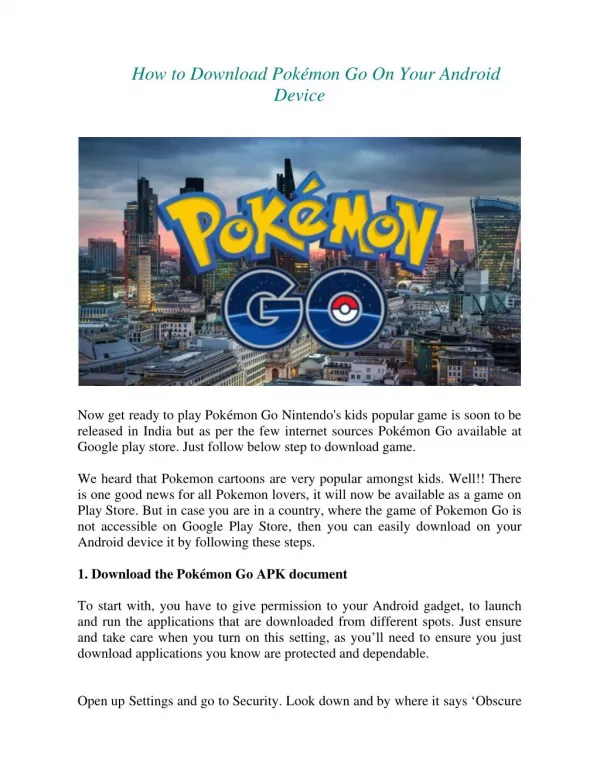 How to Download Pokémon Go On Your Android Device