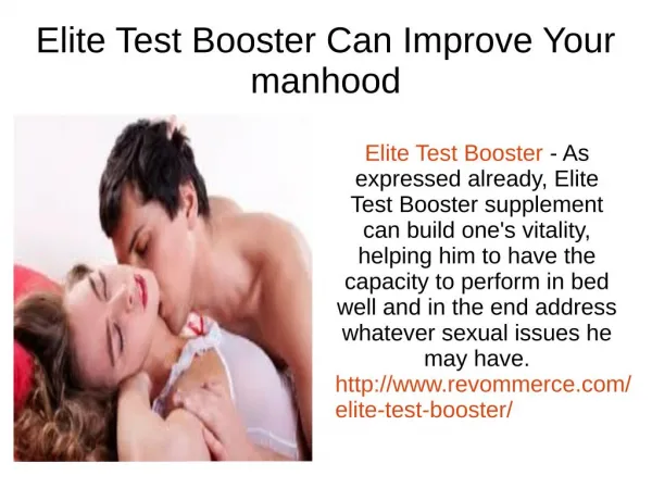 Elite Test Booster Can Improve Your manhood