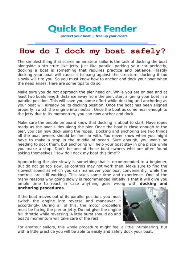 How do I dock my boat safely?