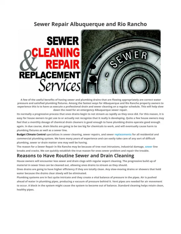Sewer Repair Albuquerque
