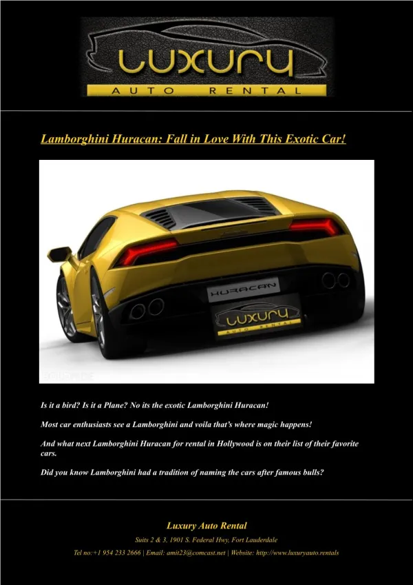 Lamborghini Huracan: Fall in Love With This Exotic Car!