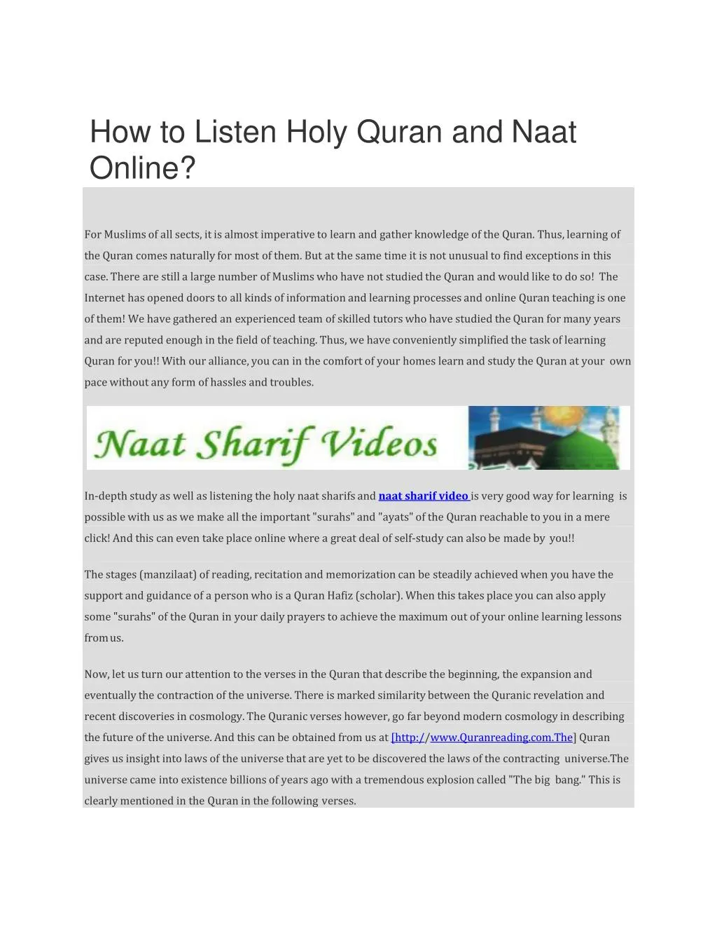 how to listen holy quran and naat online
