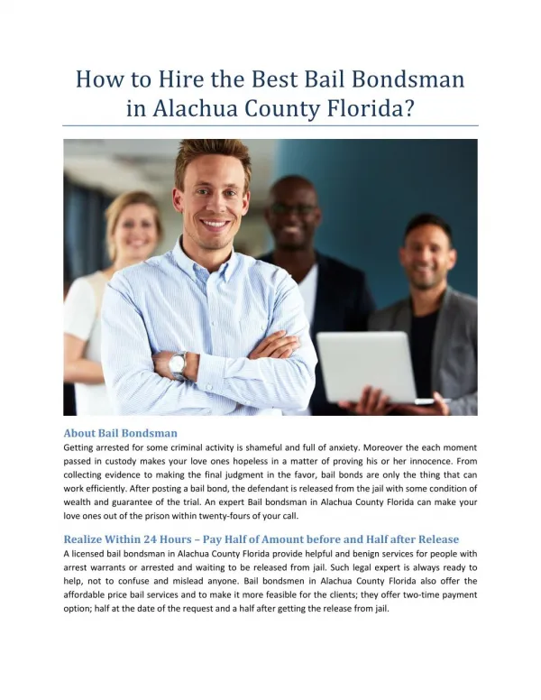 How to Hire the Best Bail Bondsman in Alachua County Florida?
