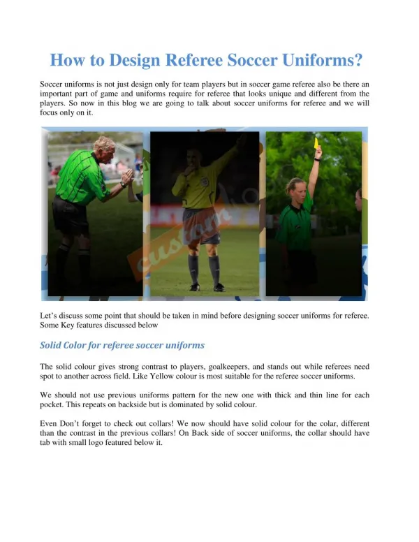 How to Design Referee Soccer Uniforms?