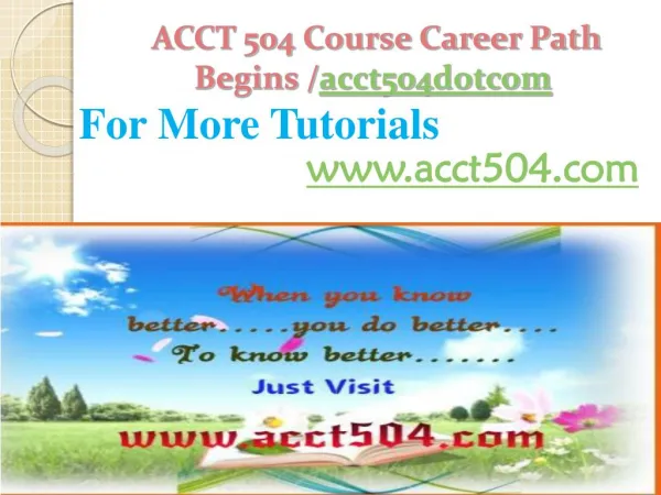 ACCT 504 Course Career Path Begins /acct504dotcom