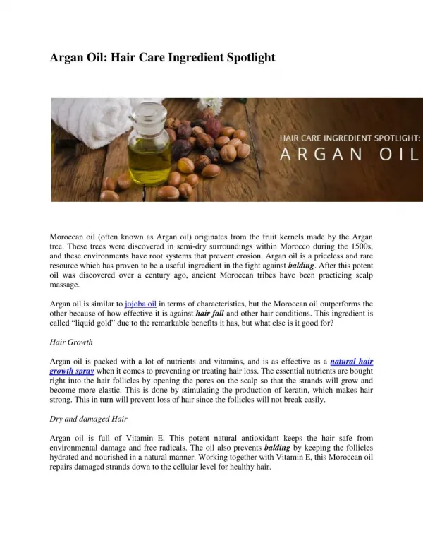 Hair Care Benefits via Argan Oil