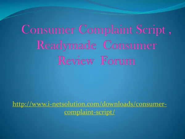Consumer Complaint Script - Readymade Consumer Review Forum