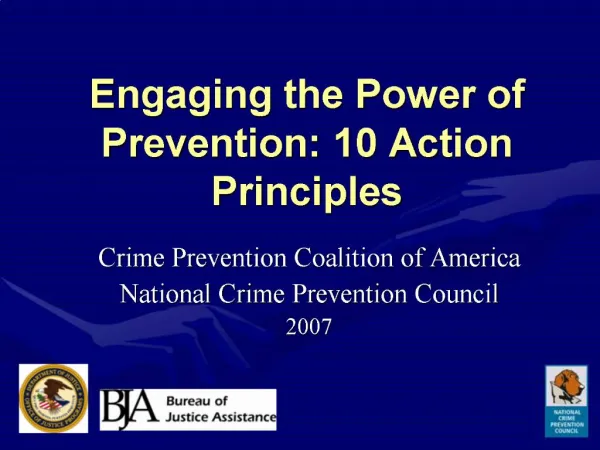 Engaging the Power of Prevention: 10 Action Principles