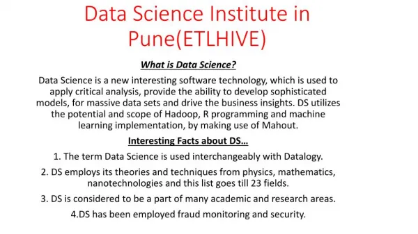 Data science training in pune (ETLHIVE)